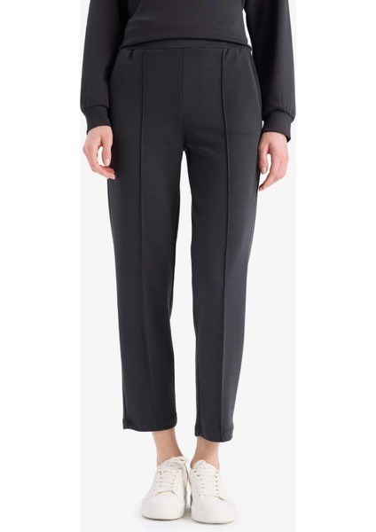 Regular Fit Beli Lastikli Cepli Basic Düz Pantolon E1954AX25SP