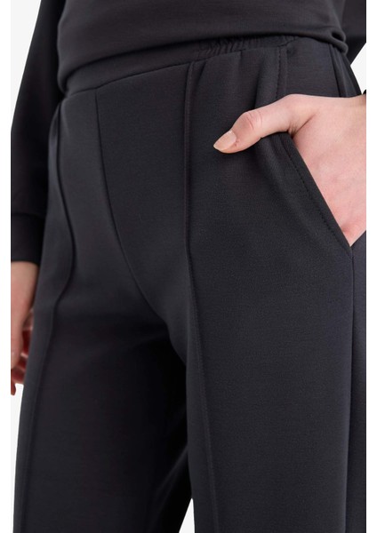 Regular Fit Beli Lastikli Cepli Basic Düz Pantolon E1954AX25SP