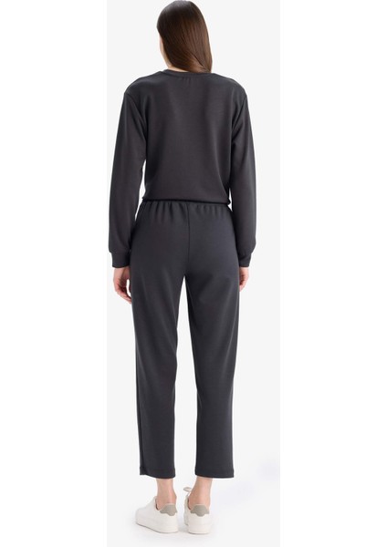 Regular Fit Beli Lastikli Cepli Basic Düz Pantolon E1954AX25SP