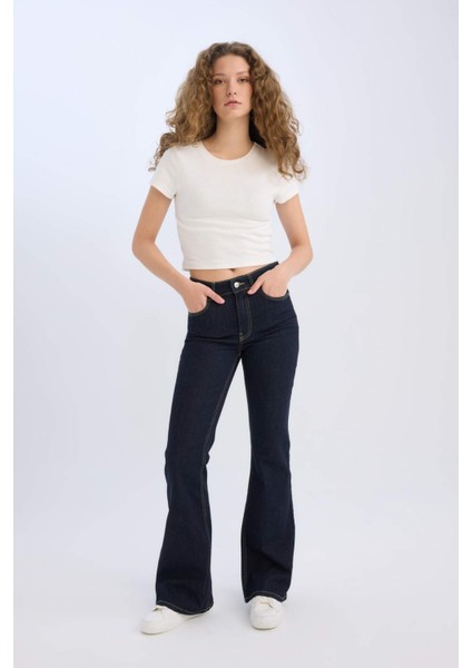 Mia Flare Fit Normal Bel Uzun Jean Pantolon E3877AX25SP