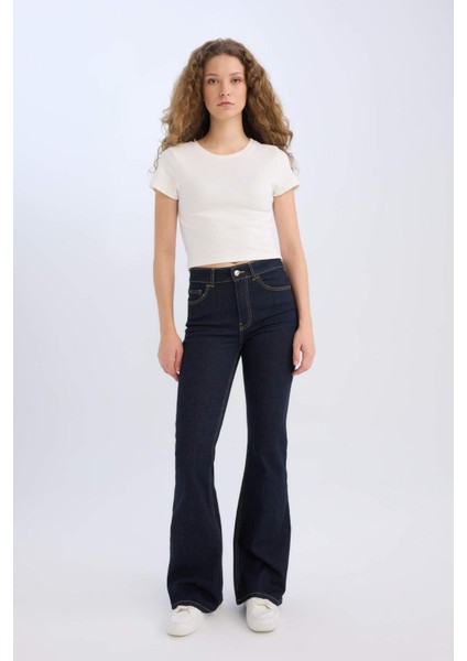 Mia Flare Fit Normal Bel Uzun Jean Pantolon E3877AX25SP