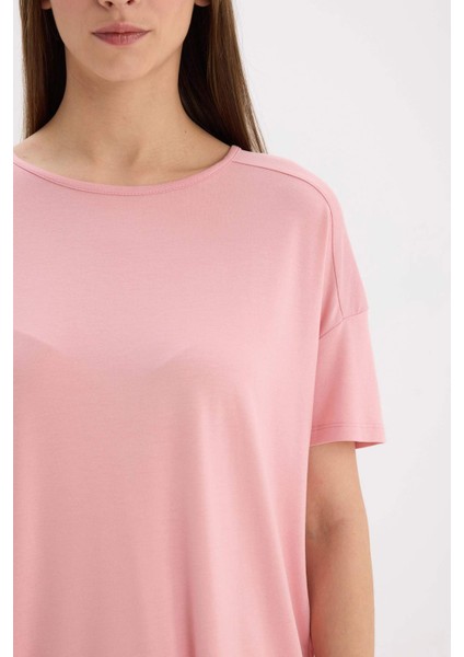 Pijama Takımı Kısa Kollu Üst Beli Lastikli Geniş Paça Alt-Fall in Love D8454AX25SP