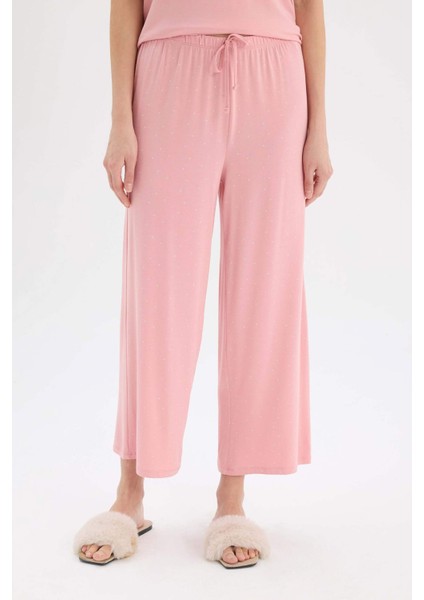 Pijama Takımı Kısa Kollu Üst Beli Lastikli Geniş Paça Alt-Fall in Love D8454AX25SP