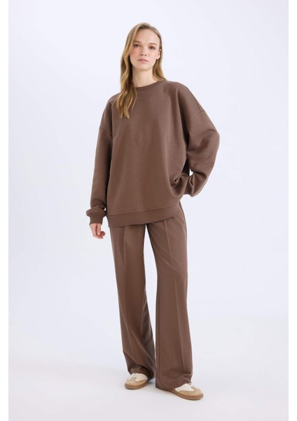 Klasik Kumaş Palazzo Pantolon Wide Leg Geniş Bol Paça Çift Cepli Yüksek Bel Standart Boy Basic Düz D4360AX25SP