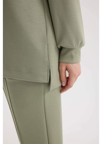 Regular Fit Bisiklet Yaka Basic Düz Tesettür Sweatshirt Tunik D4598AX25SP