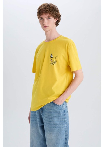 %100 Pamuk Looney Tunes Regular Fit Bisiklet Yaka Kısa Kollu Tişört E4748AX25SP