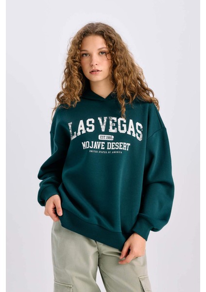 Regular Fit Kapüşonlu Baskılı Kalın Sweatshirt E3331AXNS