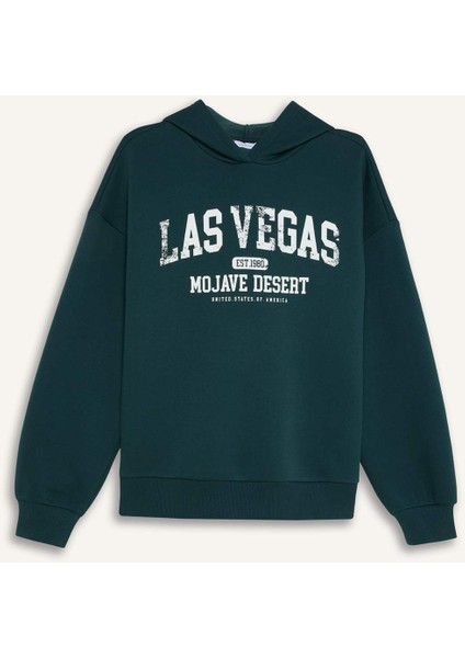 Regular Fit Kapüşonlu Baskılı Kalın Sweatshirt E3331AXNS