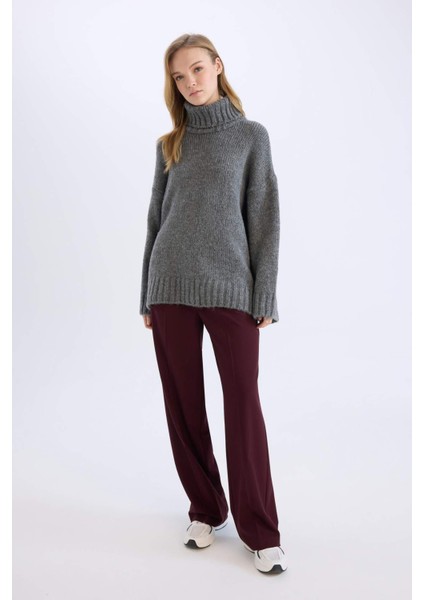 Wide Leg Klasik Kumaş Pantolon Geniş Bol Paça Çift Cepli Yüksek Bel Standart Boy Basic Düz D4360AX25SP