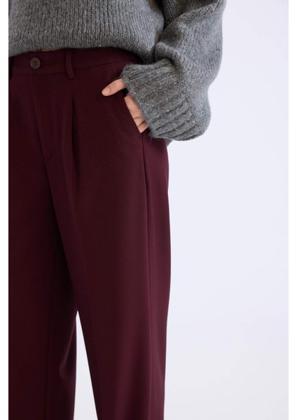 Wide Leg Klasik Kumaş Pantolon Geniş Bol Paça Çift Cepli Yüksek Bel Standart Boy Basic Düz D4360AX25SP
