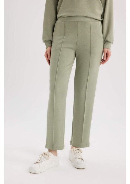 Regular Fit Beli Lastikli Cepli Basic Düz Pantolon E1954AX25SP