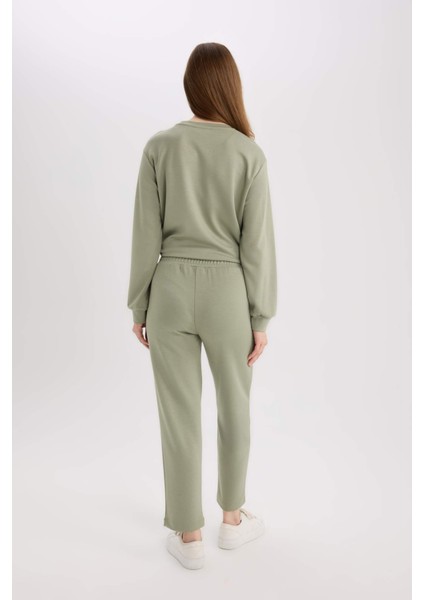 Regular Fit Beli Lastikli Cepli Basic Düz Pantolon E1954AX25SP