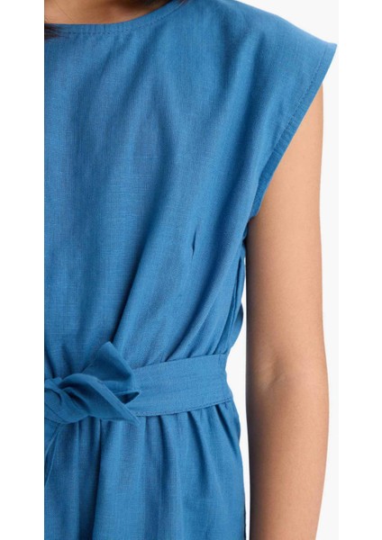 Kız Çocuk Bağlamalı Pamuklu Kolsuz Kısa Tulum E3837A825HS