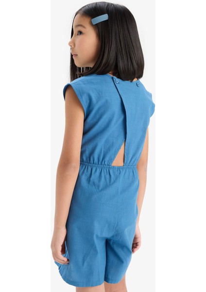 Kız Çocuk Bağlamalı Pamuklu Kolsuz Kısa Tulum E3837A825HS