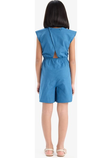 Kız Çocuk Bağlamalı Pamuklu Kolsuz Kısa Tulum E3837A825HS