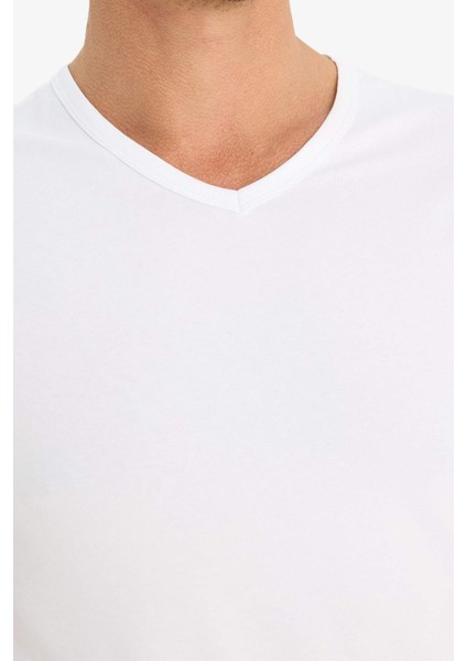 Slim Fit Dar Kesim V Yaka Basic Düz Üst L4884AZ25SP
