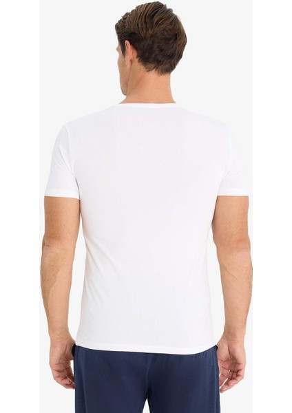 Slim Fit Dar Kesim V Yaka Basic Düz Üst L4884AZ25SP
