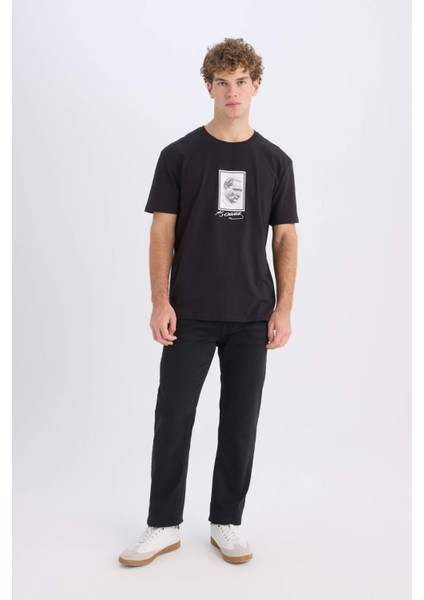 %100 Pamuk Regular Fit Bisiklet Yaka Atatürk Baskılı Kısa Kollu Tişört E5053AX24AU