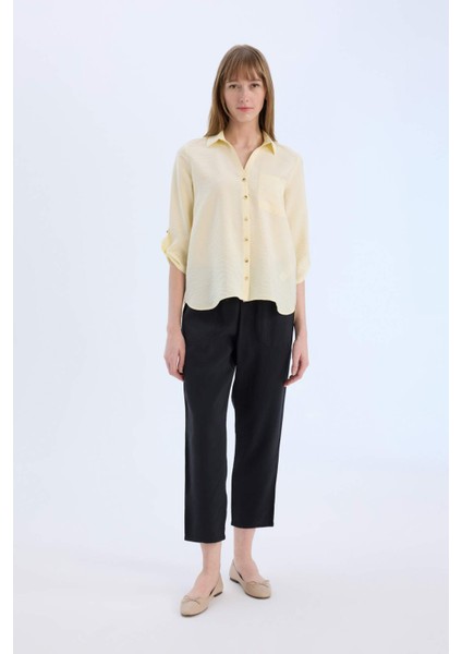 Regular Fit Basic Düz Uzun Kollu Gömlek M9407AZ25SP