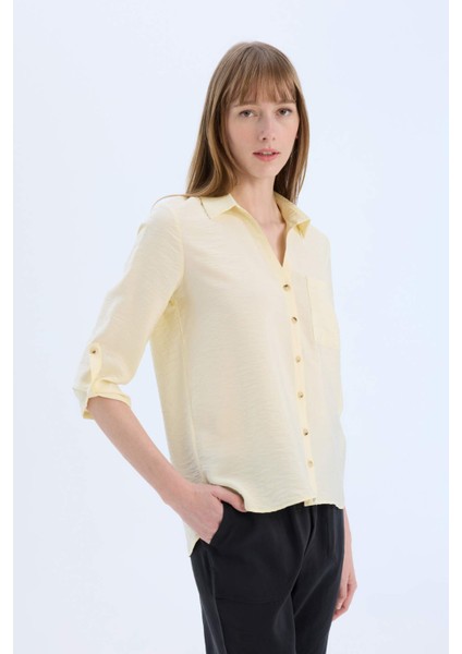 Regular Fit Basic Düz Uzun Kollu Gömlek M9407AZ25SP