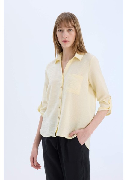 Regular Fit Basic Düz Uzun Kollu Gömlek M9407AZ25SP