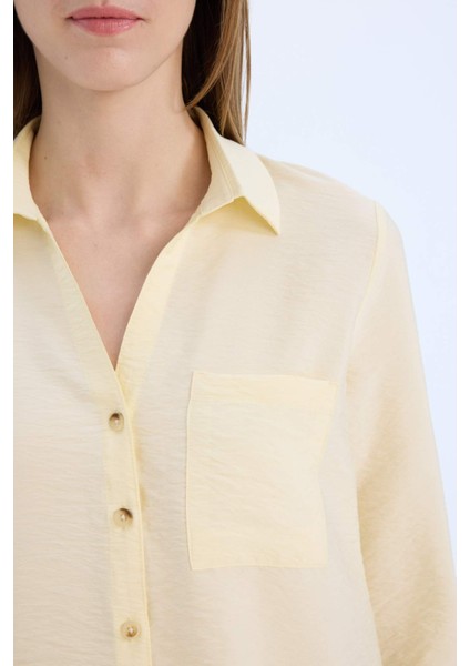 Regular Fit Basic Düz Uzun Kollu Gömlek M9407AZ25SP