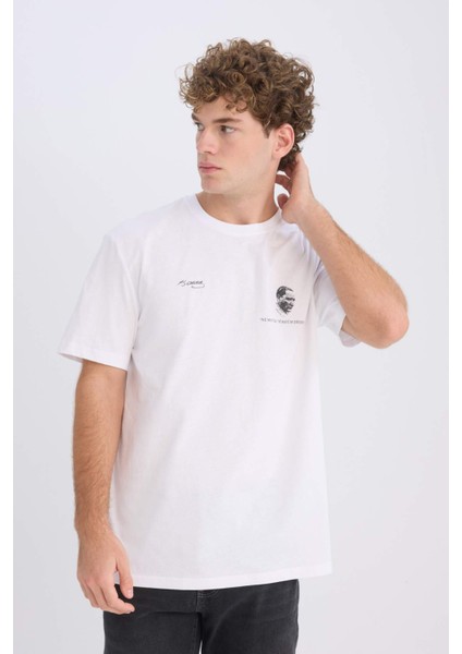 %100 Pamuk Regular Fit Bisiklet Yaka Atatürk Baskılı Kısa Kollu Tişört E5054AX24AU