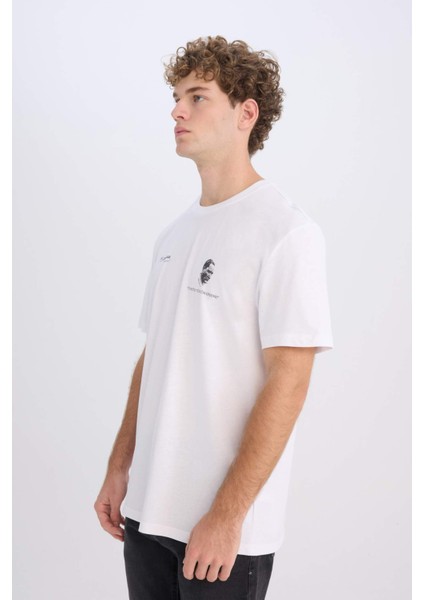 %100 Pamuk Regular Fit Bisiklet Yaka Atatürk Baskılı Kısa Kollu Tişört E5054AX24AU