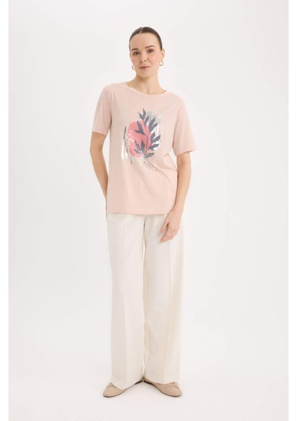 Regular Fit Bisiklet Yaka Baskılı Kısa Kollu Tişört E0917AX25SP