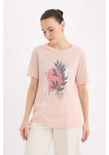 Regular Fit Bisiklet Yaka Baskılı Kısa Kollu Tişört E0917AX25SP