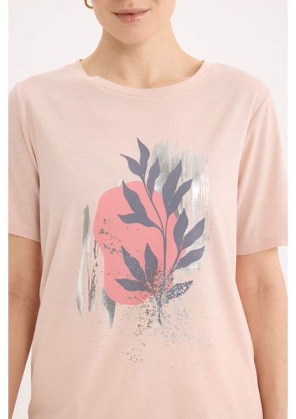 Regular Fit Bisiklet Yaka Baskılı Kısa Kollu Tişört E0917AX25SP