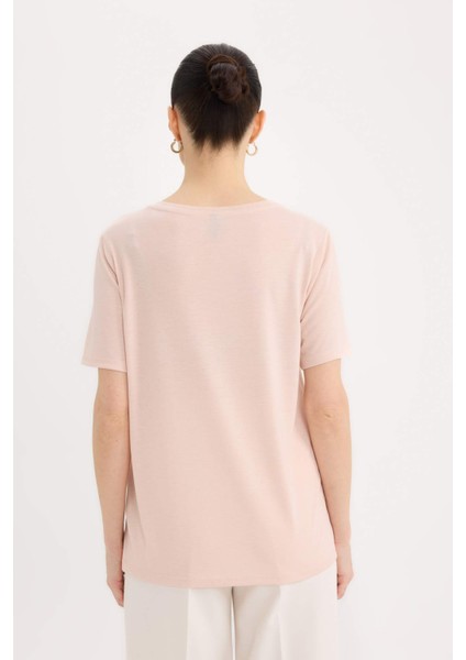 Regular Fit Bisiklet Yaka Baskılı Kısa Kollu Tişört E0917AX25SP