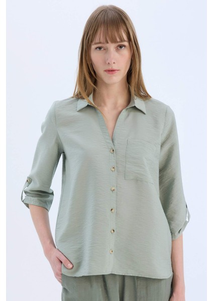 Regular Fit Basic Düz Uzun Kollu Gömlek M9407AZ25SP