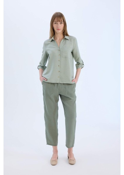 Regular Fit Basic Düz Uzun Kollu Gömlek M9407AZ25SP