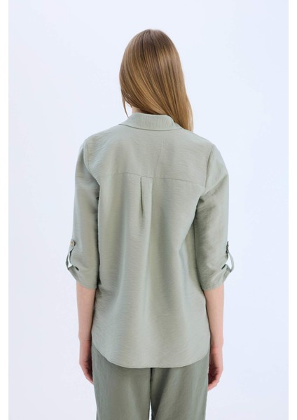 Regular Fit Basic Düz Uzun Kollu Gömlek M9407AZ25SP