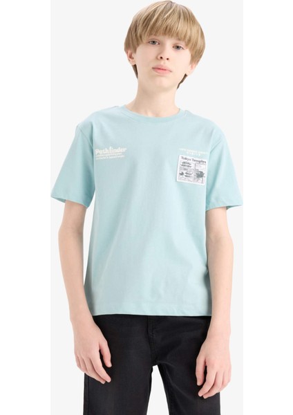 Erkek Çocuk Bisiklet Yaka Baskılı Kısa Kollu Tişört E5079A825SM