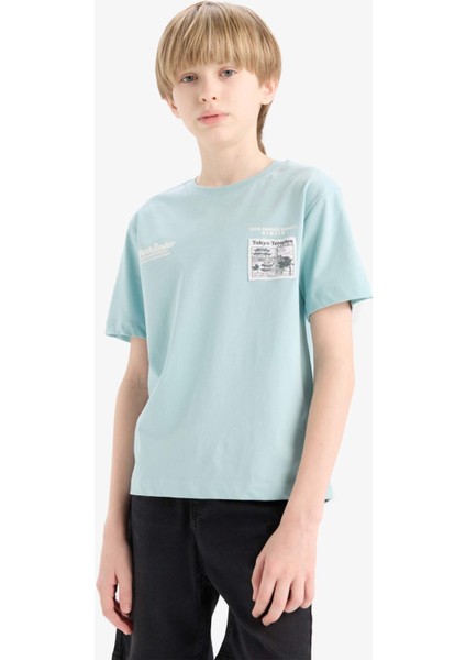 Erkek Çocuk Bisiklet Yaka Baskılı Kısa Kollu Tişört E5079A825SM