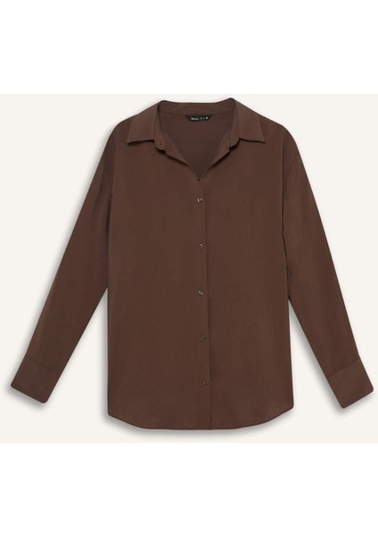 Oversize Geniş Kalıp Basic Düz Uzun Kollu Kırmızı Gömlek