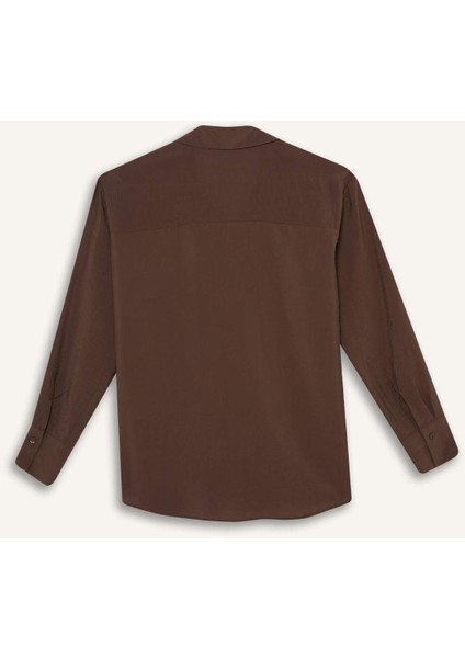 Oversize Geniş Kalıp Basic Düz Uzun Kollu Kırmızı Gömlek