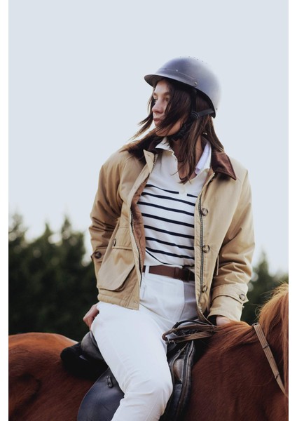 Regular Fit Polo Yaka Çizgili Kısa Kollu Triko Tişört C4402AX25SP