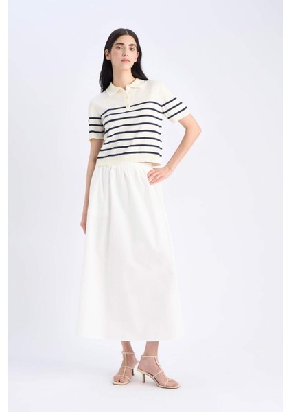 Regular Fit Polo Yaka Çizgili Kısa Kollu Triko Tişört C4402AX25SP