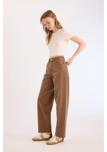 Afra x Defacto Coool Baggy Fit Kışlık Gabardin Pantolon Yıkamalı Cepli Normal Bel E4307AX25SP