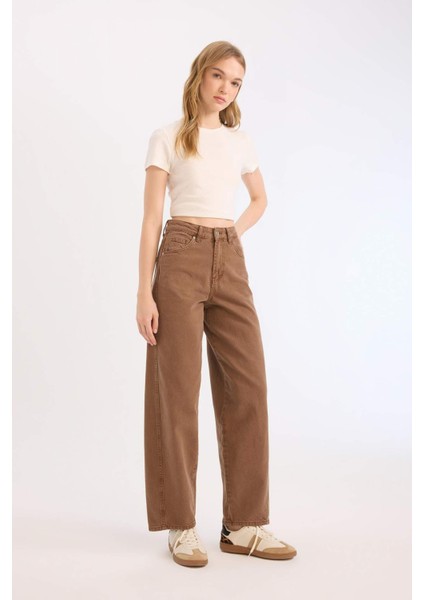 Afra x Defacto Coool Baggy Fit Kışlık Gabardin Pantolon Yıkamalı Cepli Normal Bel E4307AX25SP