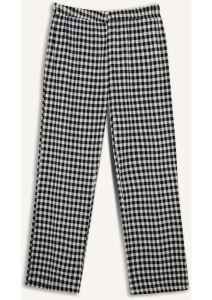 Pijama Takımı Kareli Uzun Kollu Üst Beli Lastikli Uzun Alt-Fall in Love E3464AX25SP
