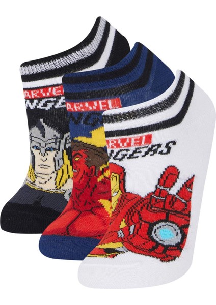 Erkek Çocuk Marvel Avengers 3'lü Pamuklu Patik Çorap E5165A8NS