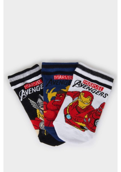 Erkek Çocuk Marvel Avengers 3'lü Pamuklu Patik Çorap E5165A8NS