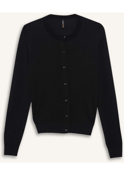 Regular Fit Bisiklet Yaka Basic Düz Düğmeli Triko Hırka D6282AX25SP