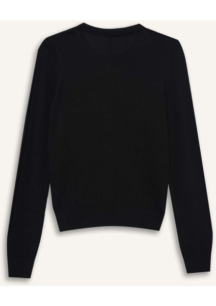 Regular Fit Bisiklet Yaka Basic Düz Düğmeli Triko Hırka D6282AX25SP