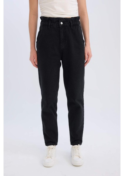 Paperbag Beli Lastikli Kısa Paça Bilek Boy Jean Pantolon D4309ax25sp