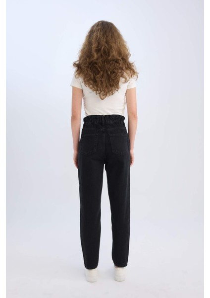 Paperbag Beli Lastikli Kısa Paça Bilek Boy Jean Pantolon D4309ax25sp